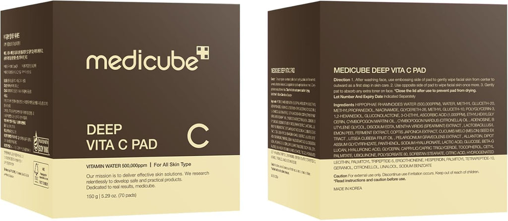 Medicube Toner Pads Deep Vita C Facial Toner Pad for Uneven Skin Tone & Texture