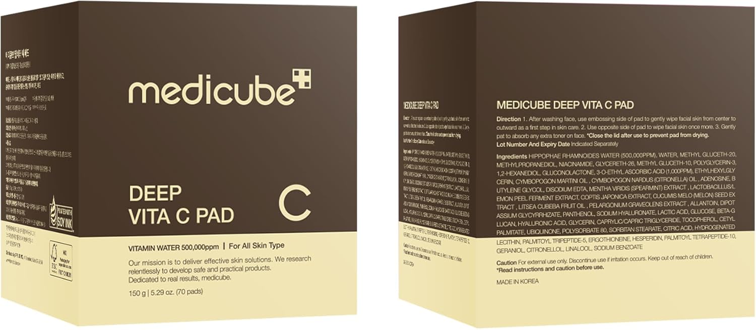 Medicube Toner Pads Deep Vita C Facial Toner Pad for Uneven Skin Tone & Texture